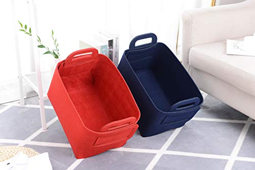 Storage Basket Felt Storage Bin Collapsible& Convenient Box Organizer with Carry Handles for Office Bedroom Closet Babies Nursery Toys Laundry