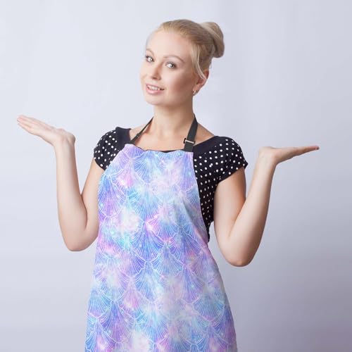 Garden Apron for Men Mermaid Galaxy Vintage Aprons for Women for Kitchen Cooking Restaurant BBQ Painting Crafting Gardening 27”