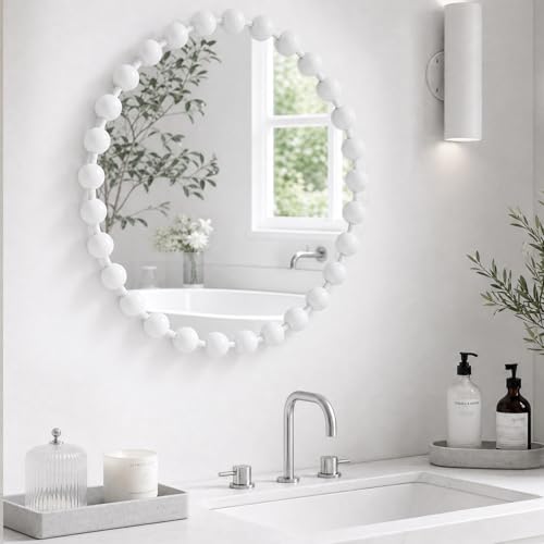 27 inch White Round Mirror