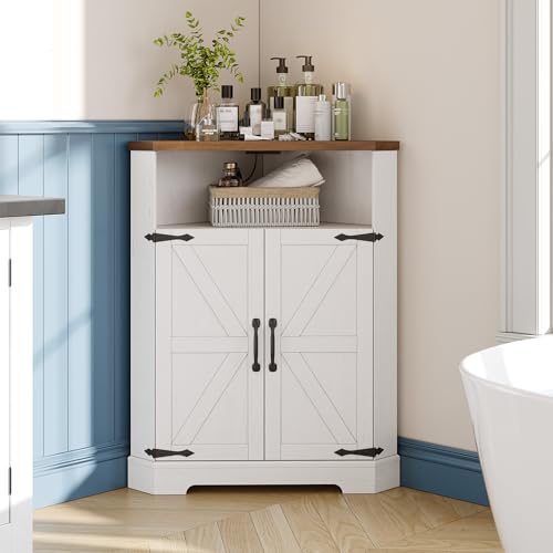 Farmhouse Corner Cabinet with Charging Station