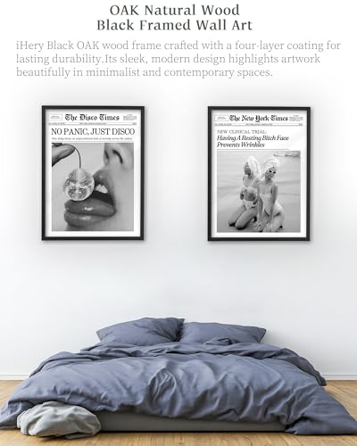 12x16in Funny Beach Girls Black Framed Newspaper Wall Art
