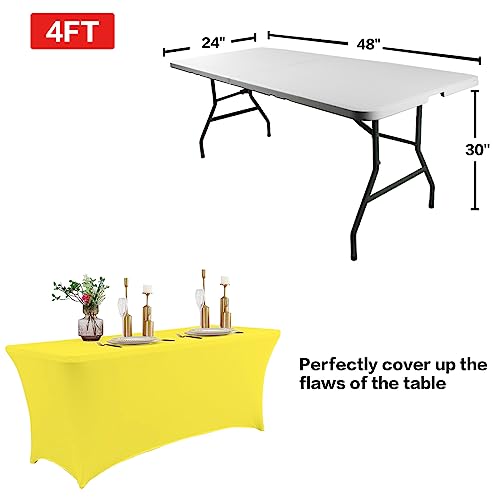 2 Pack 4FT Table Cloth for Rectangular Spandex Yellow Table Cover (2 Count)