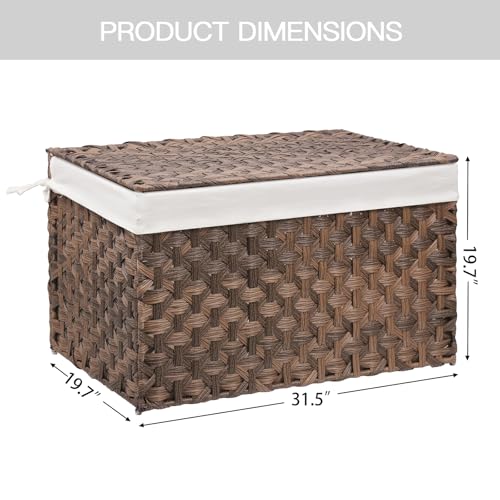 Large Wicker Storage Basket with Lid