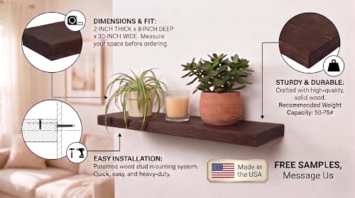30 Inch Wooden Floating Shelves for Wall