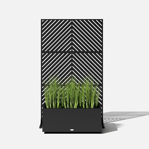 Block Series Long Box Planter + Arrow Privacy Screen Set