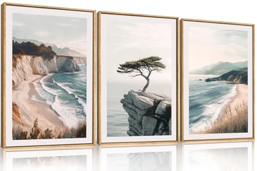 Amalfi Coastal Seascape Framed Canvas Wall Art Set