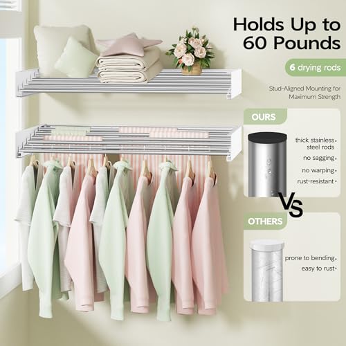 Wall Mounted Clothes Drying Rack 40 inches
