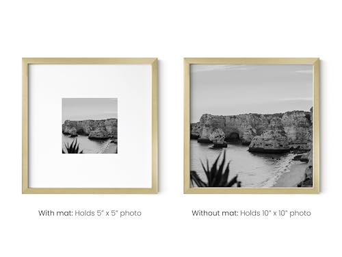 10x10 Gold Metal Picture Frame Matted to 5x5