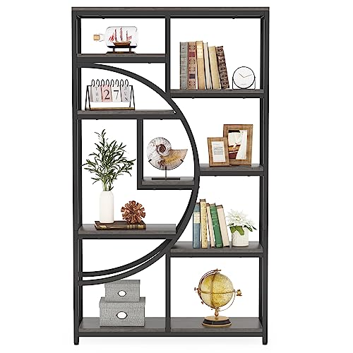 Industrial Bookshelf Bookcase with 9 Open Shelf