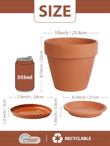 Terracotta Pot Set of 2 with Saucer (2 Count)