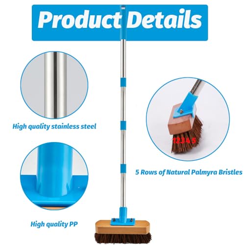 Floor Scrub Brush with Long Handle for Deck