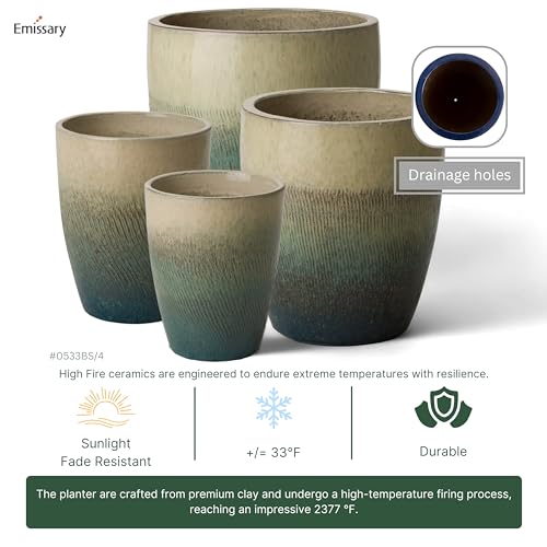 Bullet 11.5 in. Bayside Green Ceramic Round Planter