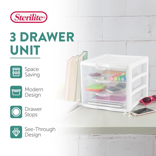 ClearView Compact Stacking 3 Drawer Storage Organizer System for Crafting Supplies (16 Count)