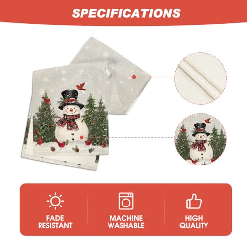 Snowman Christmas Table Runner Home Party Decor 13x48 Inch