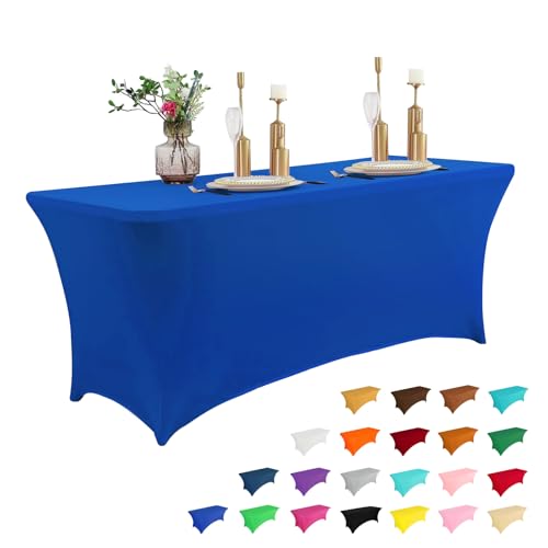 8FT Table Cloth for Rectangular Spandex Royal Blue Table Cover