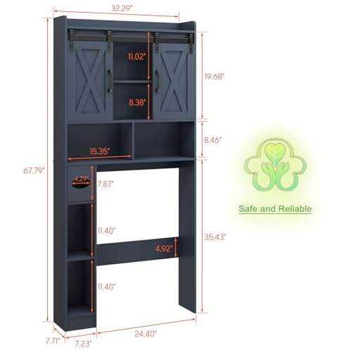 Over The Toilet Storage Cabinet with Sliding Doors