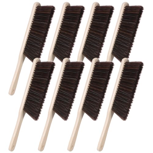8 Pieces Hand Broom Brush Woooden Dust Brush Bulk Bench Brushes with Long Wood Handle Soft Bristle Whisk Broom Hand Held for Counter Bed Sofa Bench Car Fireplace Clothes Household Cleaning (8 Count)