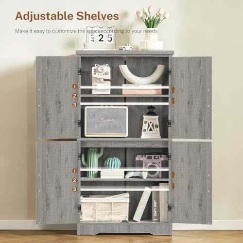 Farmhouse Storage Cabinet with 2 Adjustable Shelves
