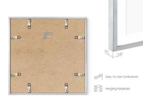 12x12 Silver Metal Picture Frames Matted to 8x8