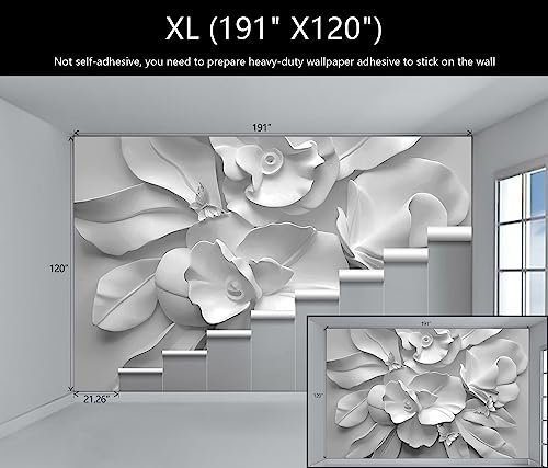 3D Gray Floral Wallpaper Large Flower Peony Wall Mural for Bedroom