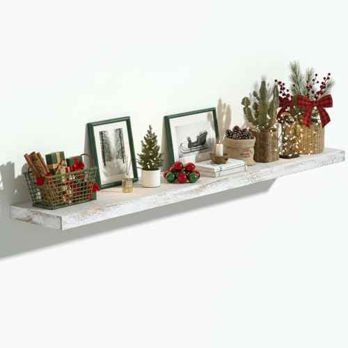 Elm Wood Floating Shelf 48x8” Set of 1