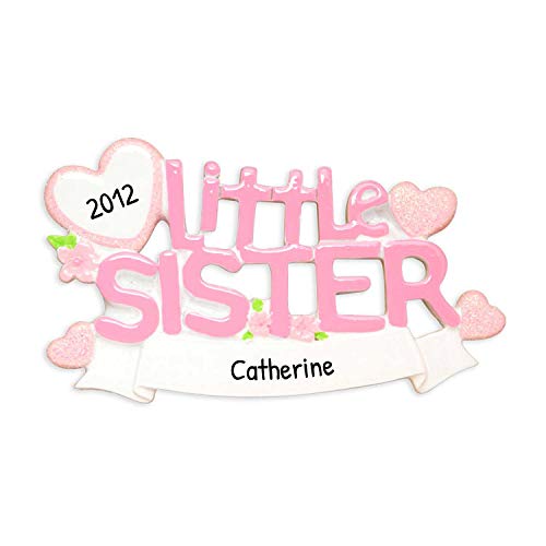 Personalized Little Sister Ornament for Christmas Tree 2025 with Custom Name and Year