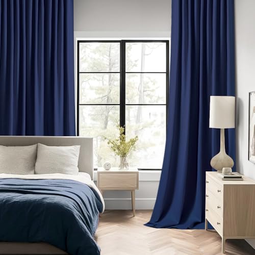 Navy Blue Back Tab Blackout Curtains 52x72 Inches Long 2 Panels Set (2 Count)