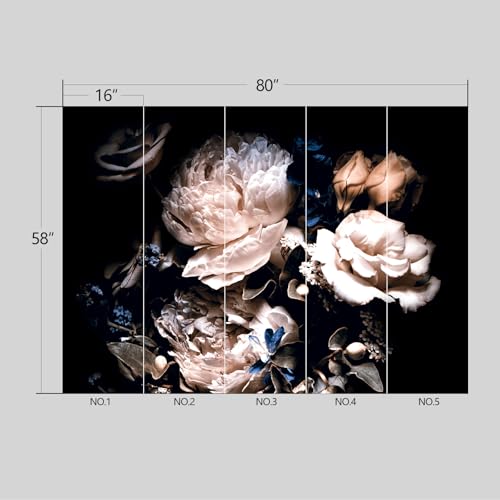 Black Peony Floral Wallpaper Peel and Stick wall Mural for Bedroom Living Room