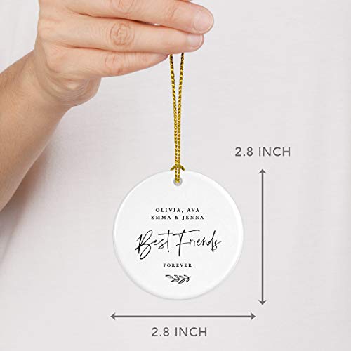 Personalized Best Friends Round Ceramic Porcelain Christmas Tree Ornament Keepsake Collectible Gift