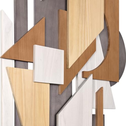 Moonlit Mist I" Handmade Dimensional Solid Paulownia Wood Abstracts Wall Art (11 Count)