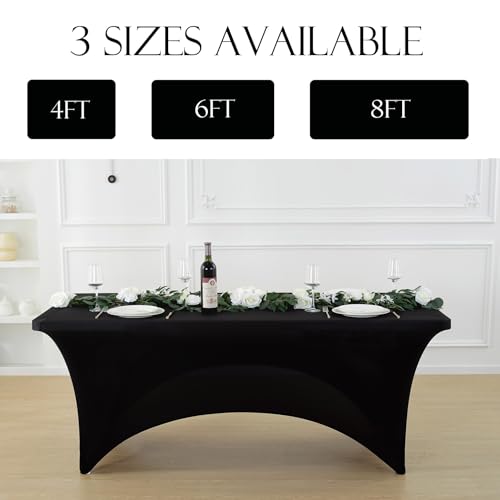 2 Pack 8ft Black Spandex Tablecloth (2 Count)