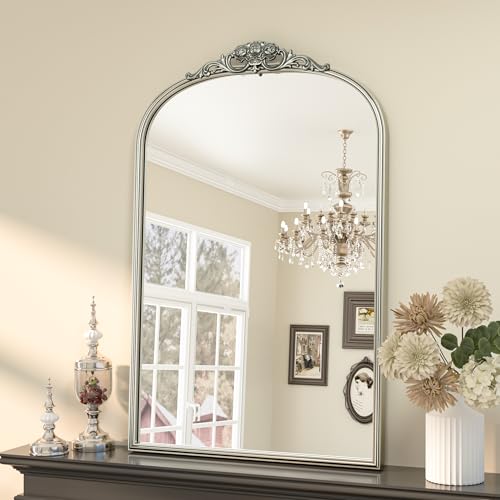 24x36 Silver Vintage Arched Mirror for Wall