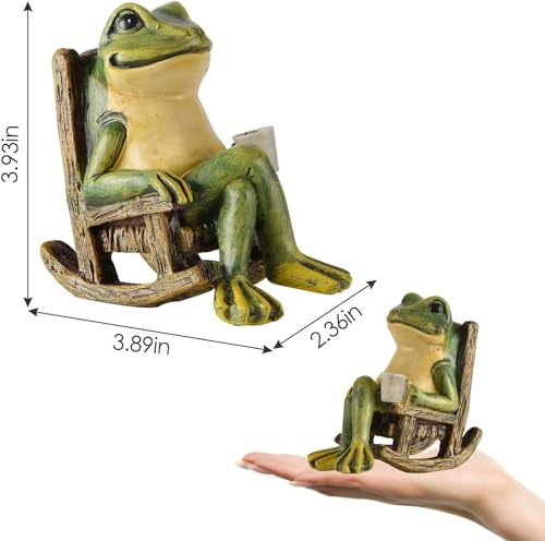 Miniature Frog Garden Statue Mom Dad Gifts Home Decorations Fairy Garden Accessories Outdoor Lights Solar Garden Frog Decor Art Housewarming Gift for Patio