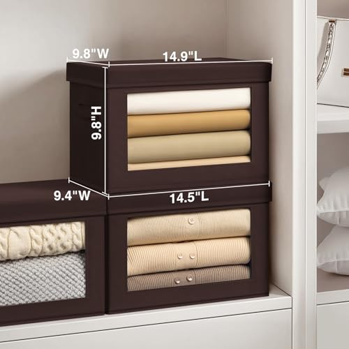 Brown Fabric Storage Bins with Lids (6 Count)