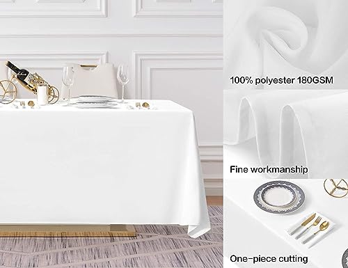 5 Pack 90x156 Inch White Tablecloth for 8 Foot Rectangle Tables (5 Count)