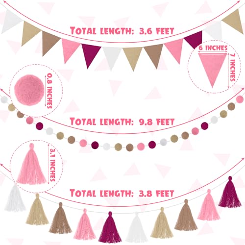 4 Pcs 9.8 ft Pom Pom Garland for Classroom Bulletin Board