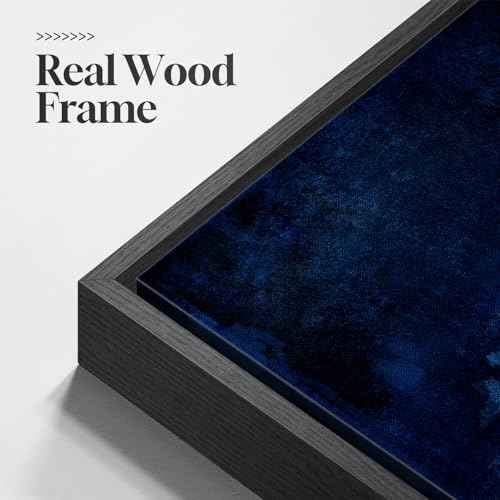 Large Framed Navy Blue Abstract Wall Art