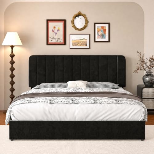Full Size Upholstered Bed Frame with 4 Drawers and Headboard
