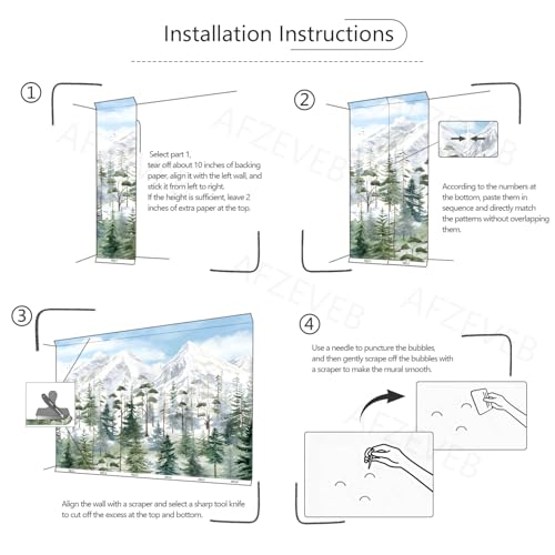 Watercolor Jungle Nursery Peel and Stick Wallpaper Woodland Mural