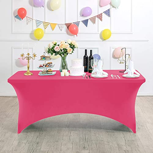Spandex Table Cover for 4FT or 6ft or 8ft Table Universal Fitted Stretch Tablecloth for Party