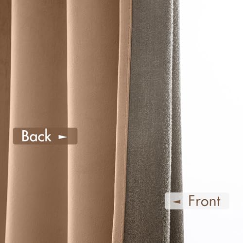 Blush Beige Blackout Velvet Curtains Drapes 84 Inch Long 52"x84" (2 Count)