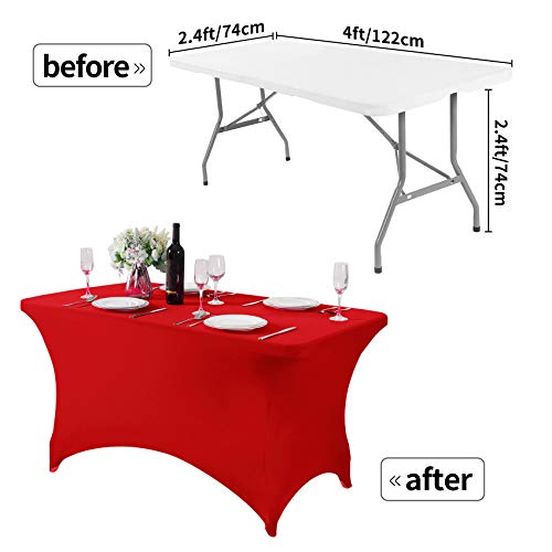 2Pack Spandex Table Cover for 4FT or 6ft or 8ft Table Universal Fitted Stretch Tablecloth for Party (2 Count)