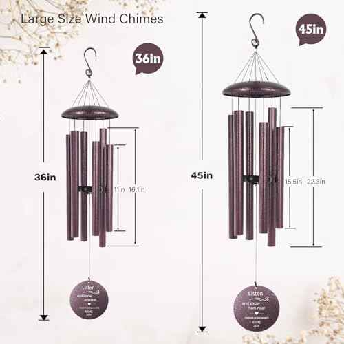 36" Large Deep Tone Personalized Sympathy Wind Chimes