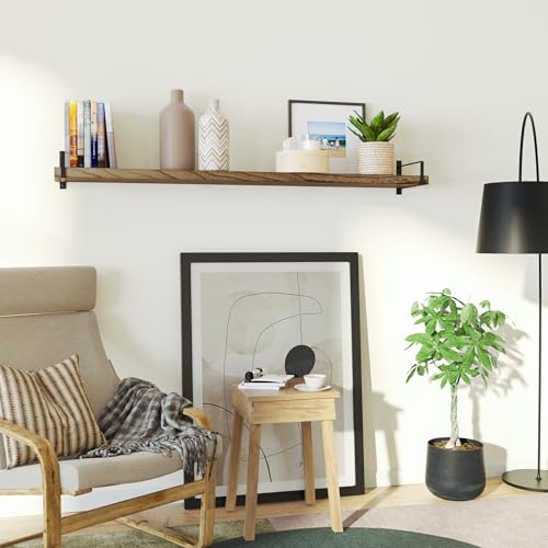 Toledo 60 inch Floating Shelf with Heavy Duty Bookend Brackets