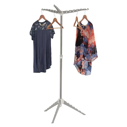 Grey 5006 1 Simple Indoor Tripod Clothes Drying Rack with Carrying Handle for Laundry