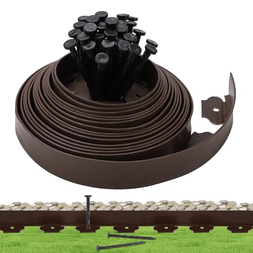 No Digging 2IN x 33FT Garden Edging Border Coil Comes with 30 Pcs Spikes Landscaping Edging Kit
