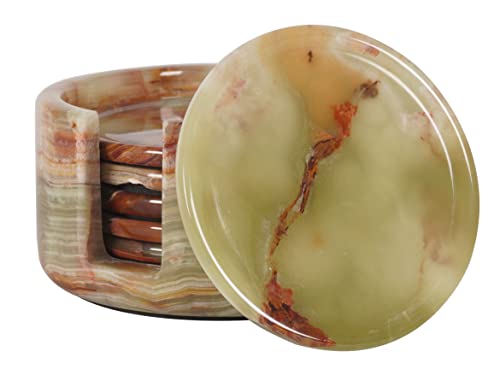 Round Marble Coasters Set of 6 with Holder