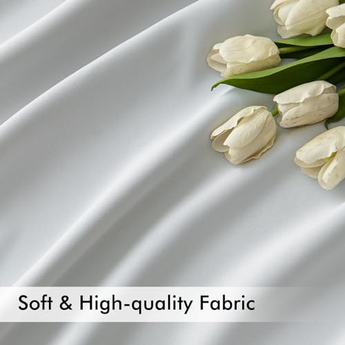 Greyish White Back Tab Blackout Curtains 52x96 Inch Long 2 Panels (2 Count)