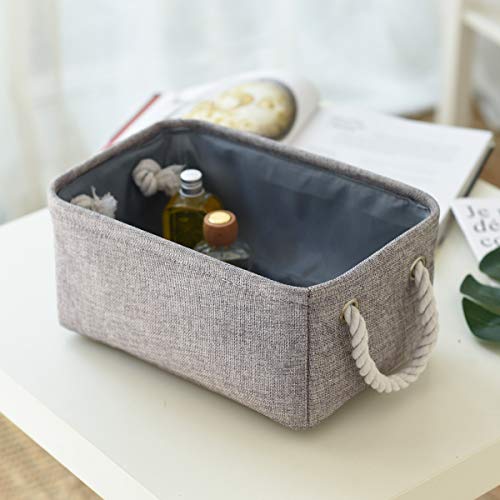 Foldable Small Storage Baskets with Strong Cotton Rope Handles [6 (6 Count)