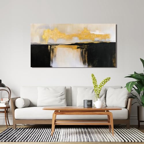 Black and Gold Abstract Wall Art Print For Bedroom Wall Decor 20x40"